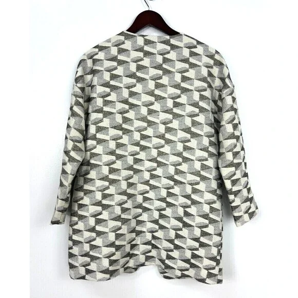 FRNCH Womens Open Jacket Metallic Ivory Silver Gold Medium Large Anthropologie - Picture 5 of 12